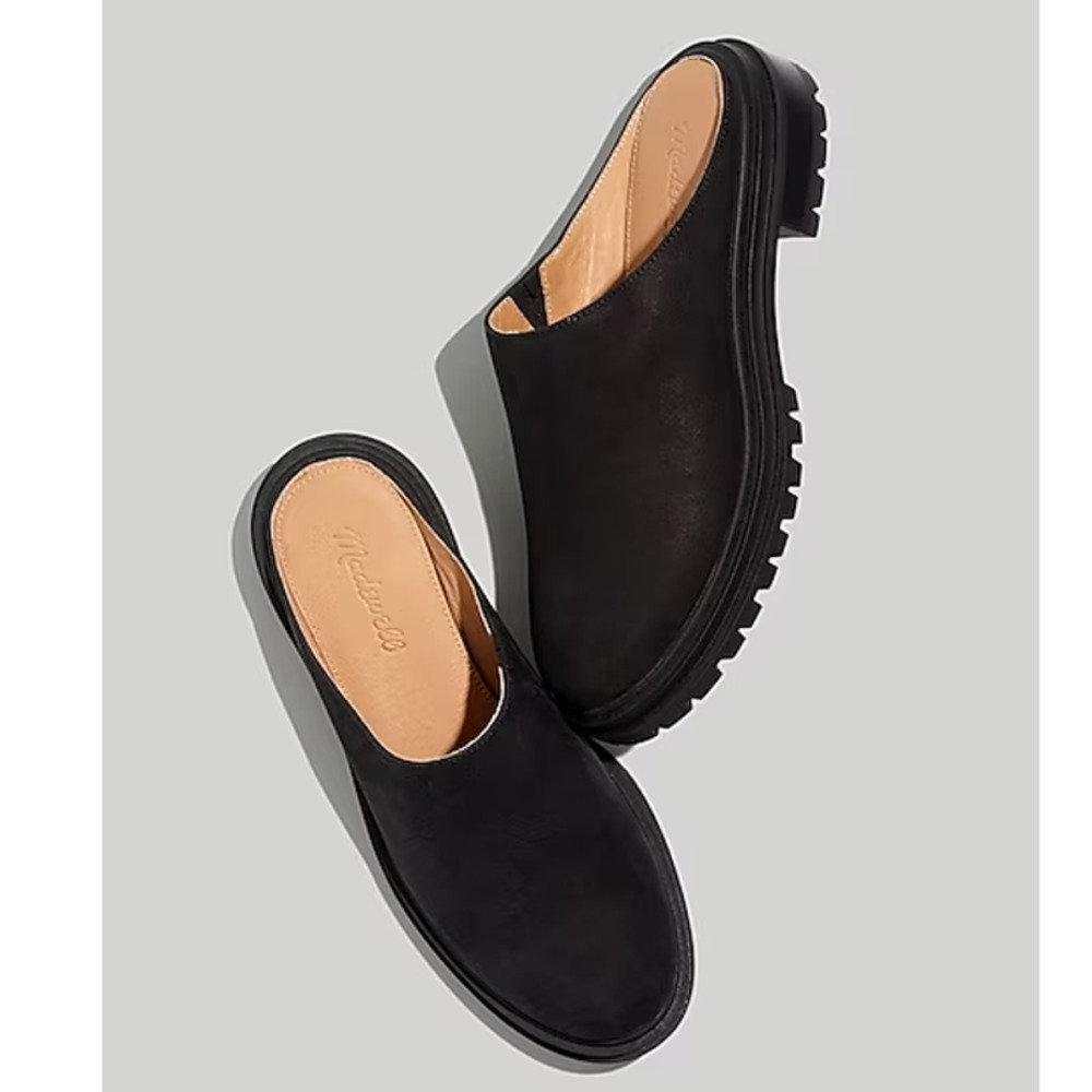 NIB Madewell The Bradley Lugsole Mule In Nubuck True Black Women's Size 9 1/2